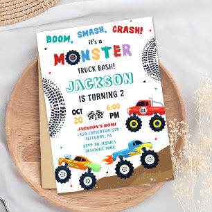 Inbjudan till Monster Lastbil Tävla Car Barns föde