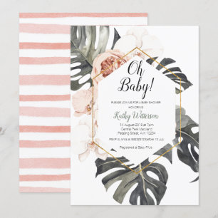 Inbjudan till monstera vattenfärg Baby Shower