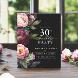Inbjudan till Moody Blommigt för 30års födelsedag<br><div class="desc">Fira din milstolpe med en modern inbjudan till moody 30års födelsedag med rik burgundi och blommigtar. Den här eleganten blandar djupa, dramatiska toner med mjuka, romantiska accenter, perfekt för att ställa in en sofistikerad men inbjudande atmosfär. Den slående blommigten arrangemang tillför en aning lyx, medan contemporaryns layout behållor den snyggt...</div>