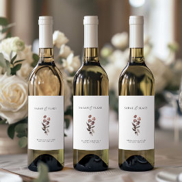 Inbjudan till moody Lila Blommigt under vinter-brö Vinflaska Etikett