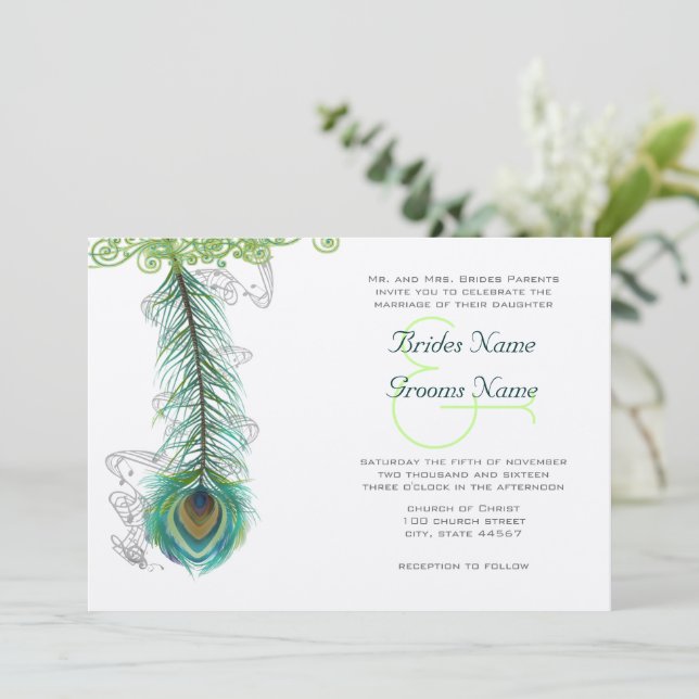 Inbjudan till Mörk av musikal peacock Feather-väde (Stående Fram)