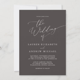Inbjudan till mörk Brown Minimalist Rustic Wedding