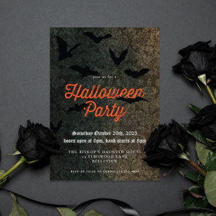 Inbjudan till mörk Damask och Fladdermöss Hallowee