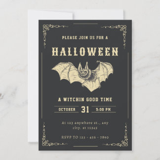Inbjudan till mörk och Guld Kreativ Halloween fest