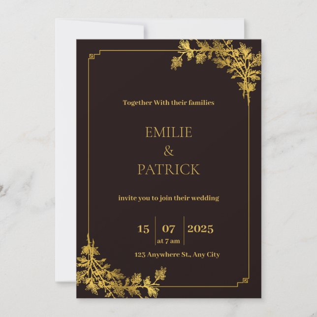 Inbjudan till mörk Red and Orange Aesthetic Weddin (Framsida)