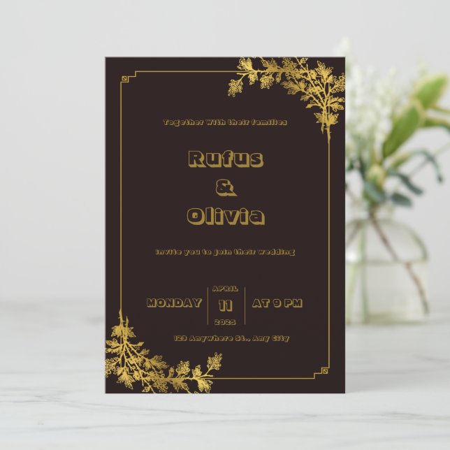Inbjudan till mörk Red and Orange Aesthetic Weddin (Stående Fram)