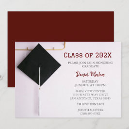 Inbjudan till mörk Red/Black Studentmössa