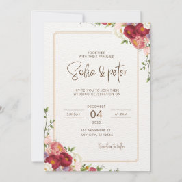 Inbjudan till mörk Red Flower Wedding