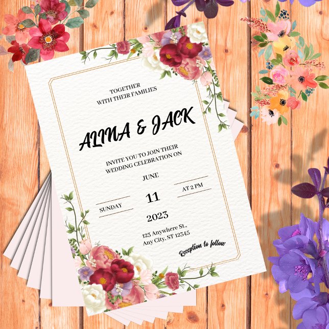 Inbjudan till mörk Red Flower Wedding (Skapare uppladdad)