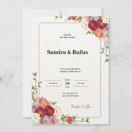 Inbjudan till mörk Red Flower Wedding