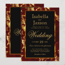 Inbjudan till Mörk Red och Marble och Black Guld