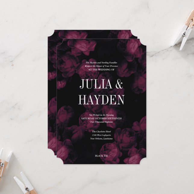 Inbjudan till mörk Ro Garden-bröllopet (Fram/Back In Situ)