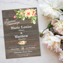 Inbjudan till mörk Wood Rustic Flower Wedding