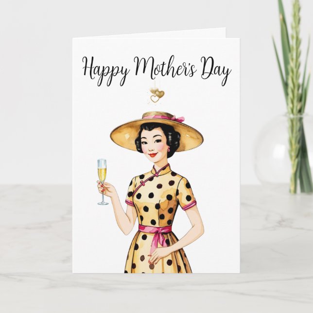 Inbjudan till mors dag - Asiatisk Dam i Cheongsam (Framsida)