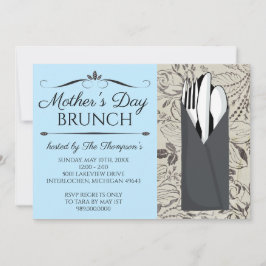 Inbjudan till mors dag Brunch (blå)