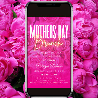 Inbjudan till mors dag Brunch Neon Rosa ros