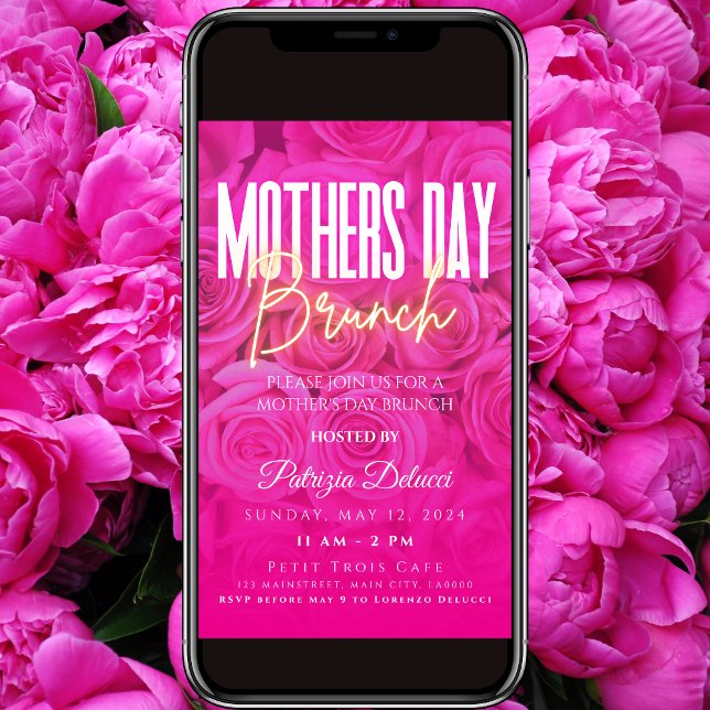Inbjudan till mors dag Brunch Neon Rosa ros (Skapare uppladdad)