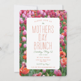 Inbjudan till mors dag Brunch Rosa Orange Tulip-in