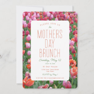 Inbjudan till mors dag Brunch Rosa Orange Tulip-in