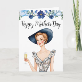 Inbjudan till mors dag - Dam med blått hattämne