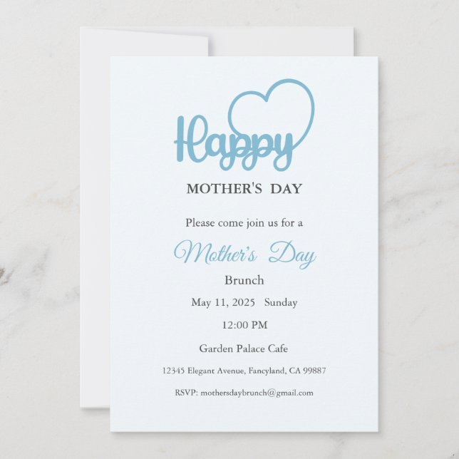 Inbjudan till mors dag, Mors dag Brunch Lunch (Framsida)