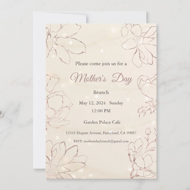 Inbjudan till mors dag, Mors dag Brunch Lunch (Framsida)