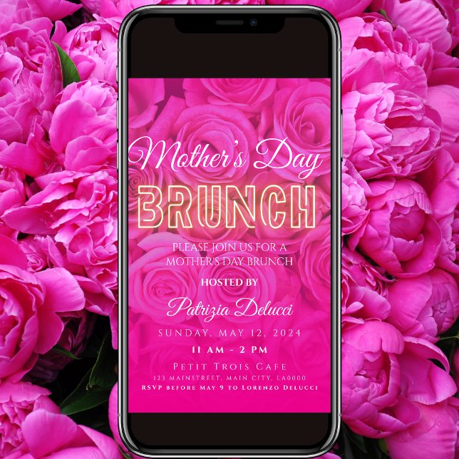 Inbjudan till Mors dag Neon Rosa ros (Skapare uppladdad)