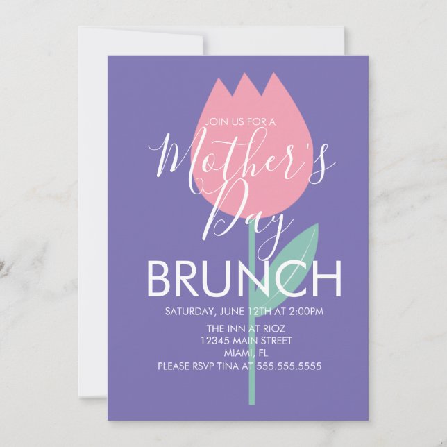 Inbjudan till Morsdagsbrunch med tulpanblommor (Framsida)