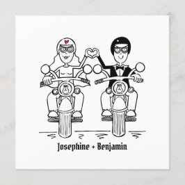 Inbjudan till motorcykelbröllop i anpassningsbarna
