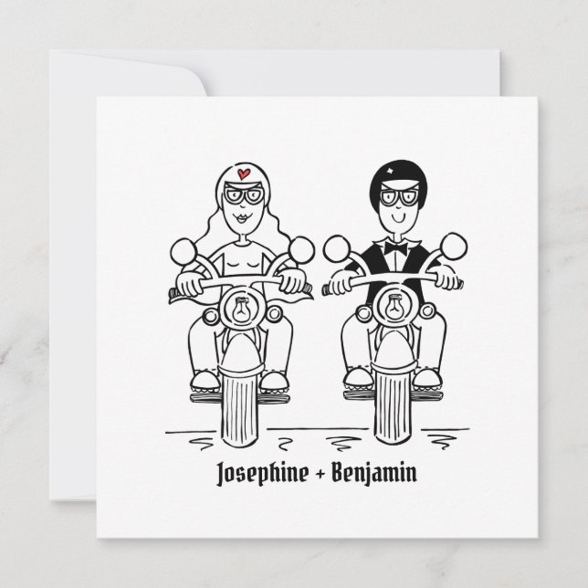 Inbjudan till motorcykelbröllop i personligens Bik (Framsida)