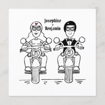 Inbjudan till motorcykelbröllop i personligens Bik