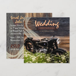 Inbjudan till motorcykelbröllop i Rustic Vintage