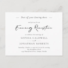 Inbjudan till mottagning av kalligrafi kvällsbröll