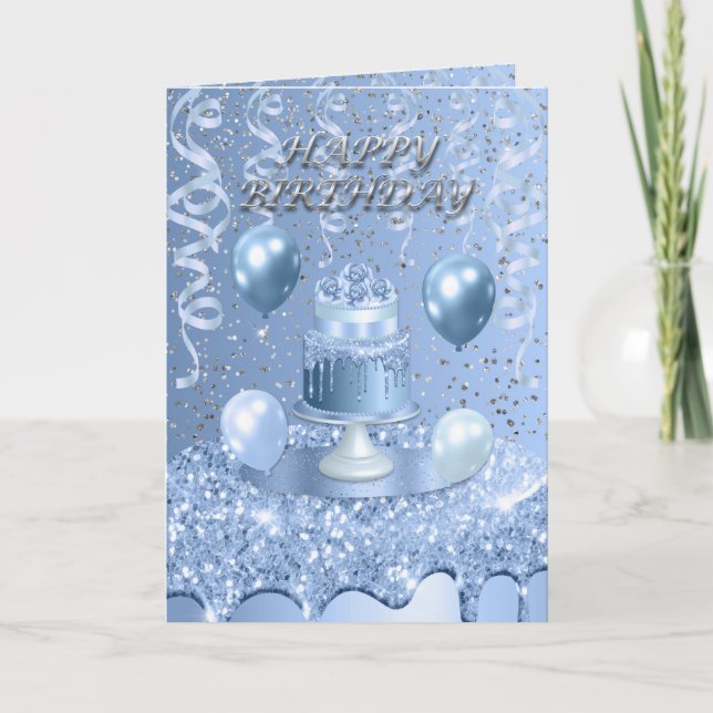 Inbjudan till mousserande blått fågeldagskaka (Framsida)