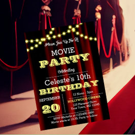 Inbjudan till Movie Ljus Gult Birthday