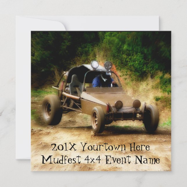Inbjudan till Mudfest smutsar ner Dunebuggy 4x4 (Framsida)