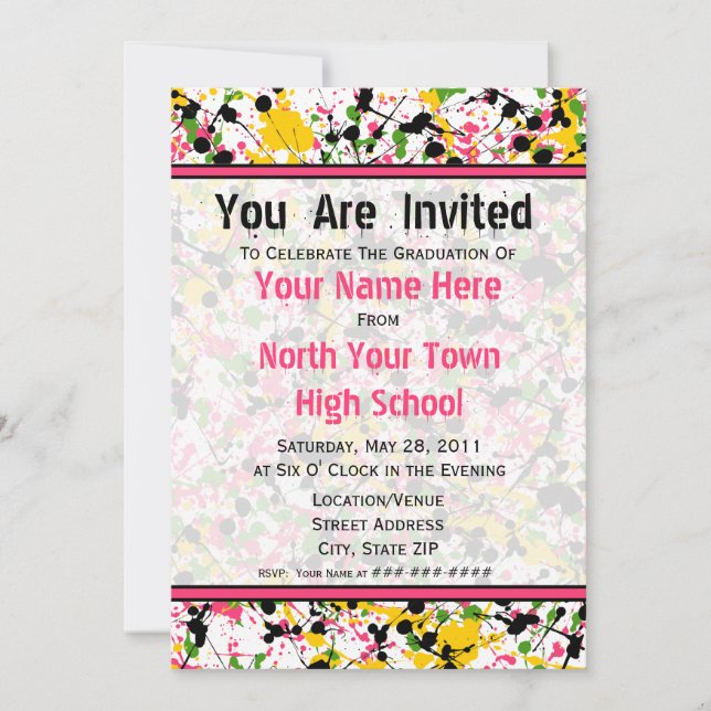 Inbjudan till Multifärgad Splatter Studenten - 201 (Framsida)