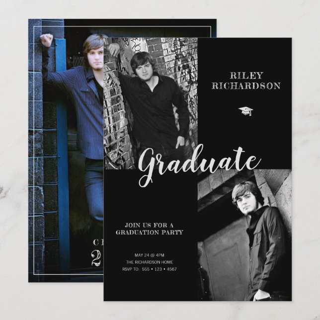 Inbjudan till multifoto Studenten (Fram/baksida)