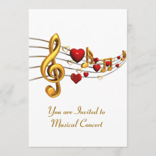 Inbjudan till musikkonsert i Guld Lettering