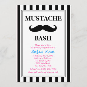 Inbjudan till Mustache Bash-födelsedagsfesten