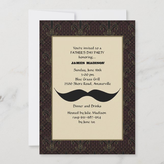 Inbjudan till mustache Fars dag (Framsida)
