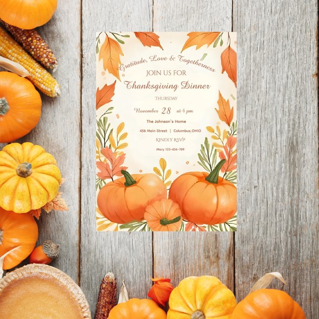 Inbjudan till Mysigt Thanksgiving för Rustic Boho  (Skapare uppladdad)