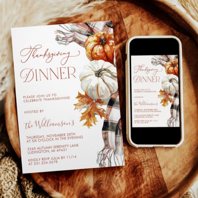 Inbjudan till mysigt Thanksgiving på middagen (Cozy Thanksgiving Dinner Invitation)