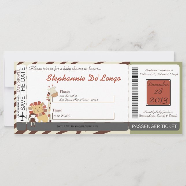 Inbjudan till Nali Jungle Zoo Animal Lejon Baby Sh (Framsida)