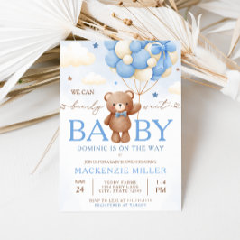 Inbjudan till nalle Balloon Boy Baby Shower
