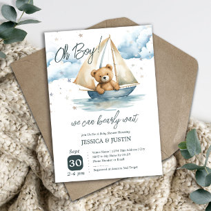 Inbjudan till nalle Boat Baby Shower