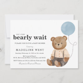 Inbjudan till nalle Boy Blue Baby Shower
