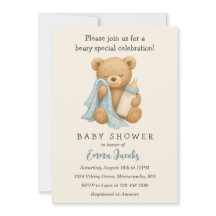 Inbjudan till nalle Boy Shower