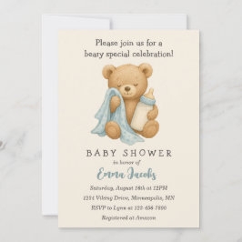 Inbjudan till nalle Boy Shower