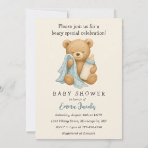 Inbjudan till nalle Boy Shower